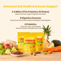 Probiotics for Dogs, Dogs Probiotics for Digestive Health, Multi-Probiotic and Enzyme Blend Promote Gut Health & Immune Support, Eases Sensitive Stomachs (Beef Chews, 50Ct)