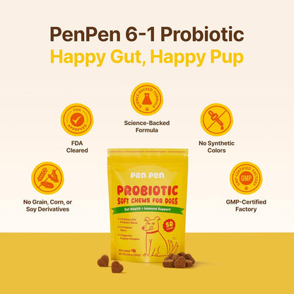 Probiotics for Dogs, Dogs Probiotics for Digestive Health, Multi-Probiotic and Enzyme Blend Promote Gut Health & Immune Support, Eases Sensitive Stomachs (Beef Chews, 50Ct)